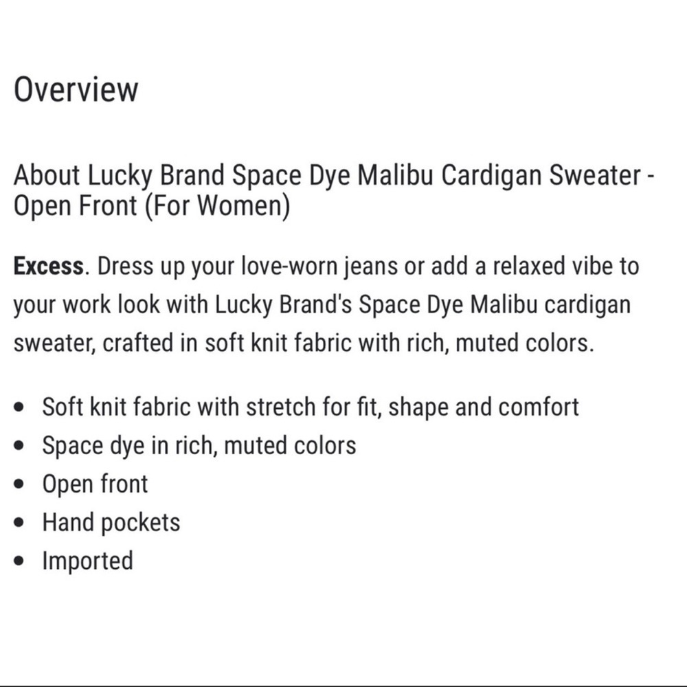 LUCKY BRAND Space Dye Malibu Open Front Cardigan Sweater with Hand Pockets S NWT - Picture 11 of 11